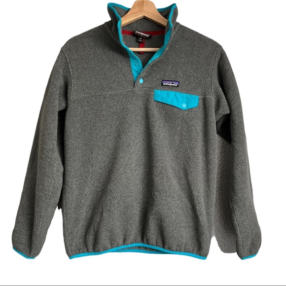 Patagonia Jackets & Blazers - Patagonia Gray & Teal Snap T Synchilla Pullover XS